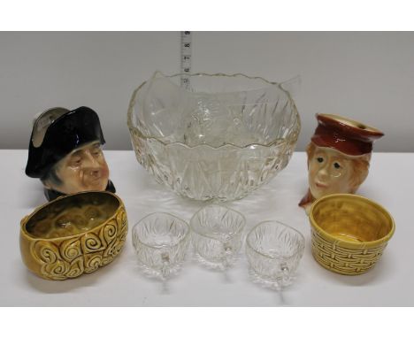 A vintage glass punch bowl &amp; cups &amp; selection of ceramics 
