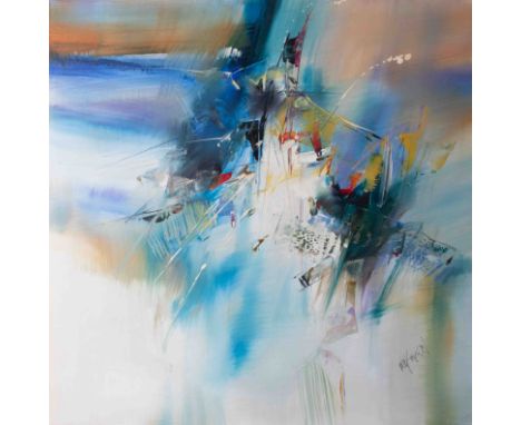 Wilkinson, contemporary abstract painting, oil on board, signed, unframed, overall size 76cm x 76cm.