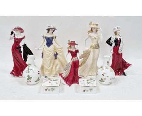 Five Royal Worcester figures&nbsp;of ladies, comprising Alice Summer Romance, Tania Summer Romance, Lady in Red High Society,