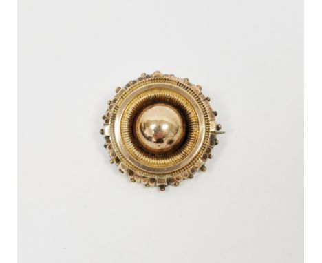 Gold-coloured metal target brooch&nbsp;with glass panel to reverse&nbsp;