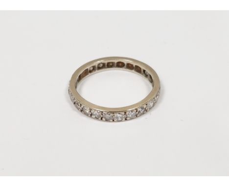 Diamond white gold eternity ring, twenty-four single cut diamonds, band width approx. 2.94mm, ring size N, indistinctly stamp