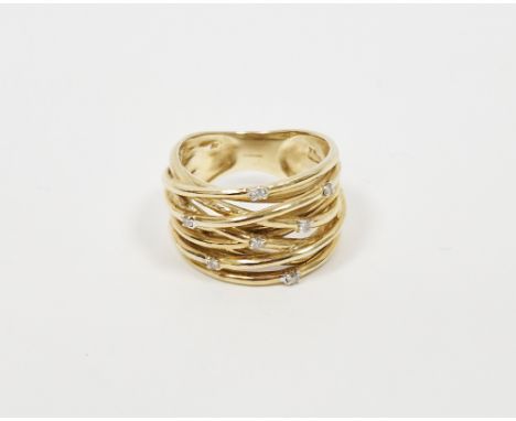QVC 9ct gold and white stone entwined band ring, 7.5g&nbsp;(size N)&nbsp;