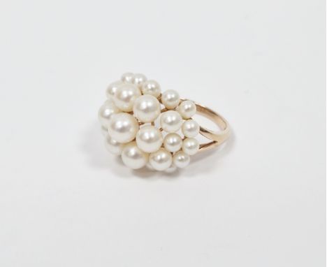QVC gold and pearl cluster ring (size P)   