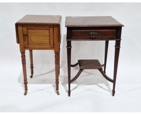 Collection of three items of furniture&nbsp;including a 19th century mahogany drop-flap pot cupboard, raised on slender turne