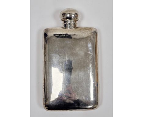 Edward VII silver hip flask, London (either 1904 or 1906), Charles &amp; George Asprey, plain form with hinged twisted lid, 1