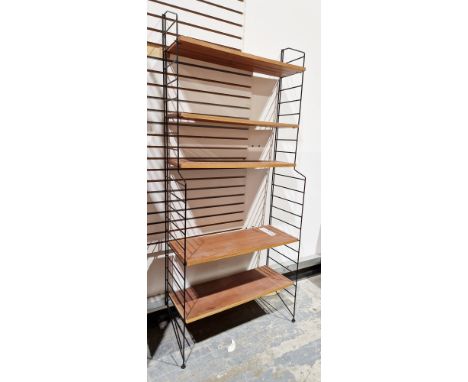 Nils 'Nisse' Strinning for String, a mid 20th century circa 1960s Swedish teak&nbsp;shelving wall unit, comprising two wall s