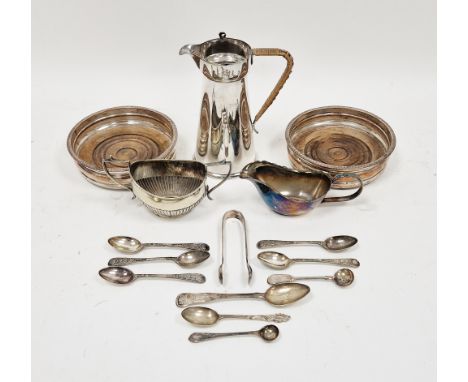 George III Scottish silver tea spoon, hallmarked Edinburgh 1813, together with a silver coffee spoon and a selection of silve