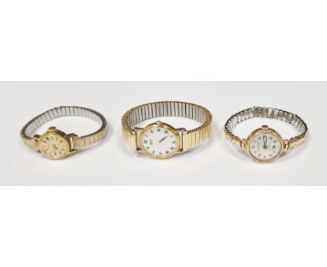 Excalibur lady's 9ct gold cased wristwatch, the silvered dial having Arabic numerals denoting hours, seconds subsidiary dial 