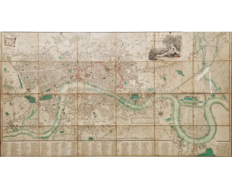 John Fairburn (1789-1840) Fold out hand-coloured detailed plan of "London and Westminster", seventh edition dated 1802, with 