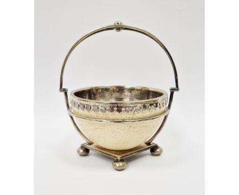 Victorian half ostrich egg and silver plated trophy&nbsp;in the form of a bowl with silver plated mounts and a held in a silv