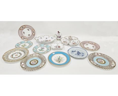 Collection of 19th century English porcelain dessert-plates, Dresden porcelain and other items, including: a group of pierced