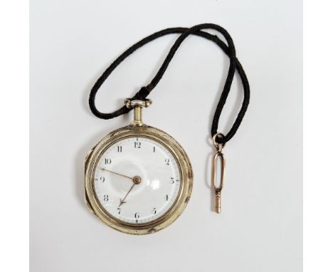 George III silver gilt pair-cased watch by James Tregent of London,&nbsp;with white enamel dial, London 1773 makers mark MR, 