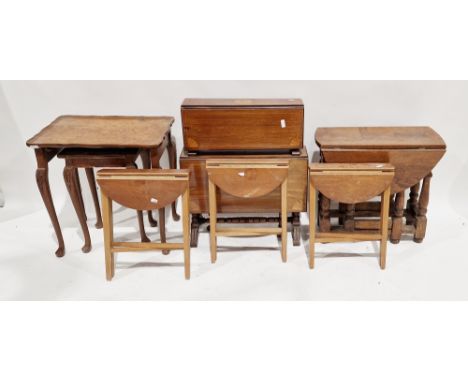 Collection of furniture&nbsp;including an Edwardian mahogany inlaid double-tier Sutherland table, a small oak gateleg table, 