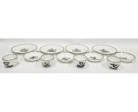 19th century composite Paris porcelain part breakfast service, crowned A marks in the style of La Reine, blue crossed arrow m