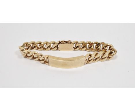 9ct gold identity curb link bracelet, hallmarked 375 9ct Birmingham 1973, not engraved, 19cm long, 70 grams