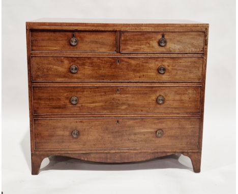 George lll mahogany and cross-banded chest of two short over three long drawers, the top with boxwood and ebony stringing, th