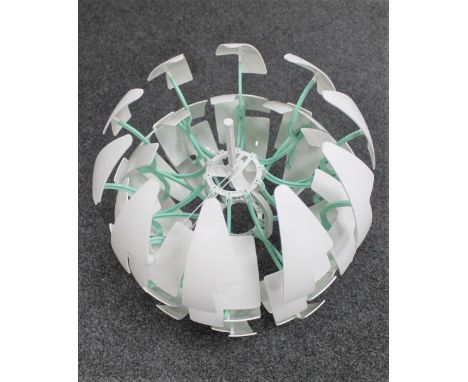 A two-tone plastic ball light shade 