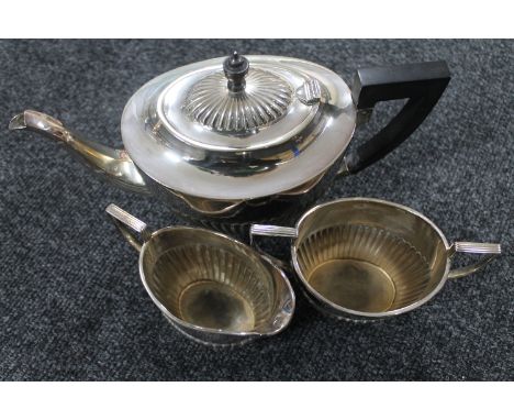 A three piece silver plated tea service 