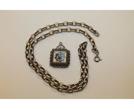 A Victorian silver compass with silver chain