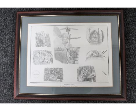 A mahogany framed Steve Pepper signed limited edition print - The Lancaster Air Crew Series 