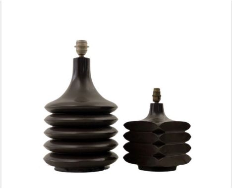 CARI ZALLONI (AUSTRIAN 1937 -2012) GRADUATED PAIR OF 'FACETTE' CERAMIC TABLE LAMPS, circa 1970s, comprising one of circular a