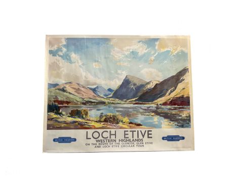 BRITISH RAILWAYS - LOCH ETIVE WESTERN HIGHLANDS POSTER, circa 1950s, 'on the route of the Glencoe, Glen Etive and Loch Etive 