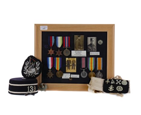 FRAMED GROUP OF WWI &amp; WWII SERVICE MEDALS, comprising the Great War for Civilisation, 1914-18, and Bravery in the Field m