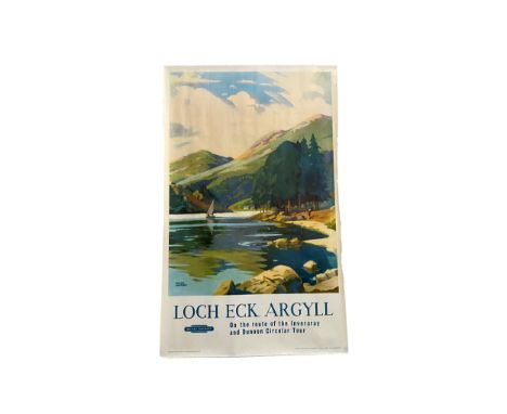 BRITISH RAILWAYS - LOCH ECK, ARGYLL POSTER, circa 1950s, 'on the route of the Inveraray and Dunoon Circular Route', original 