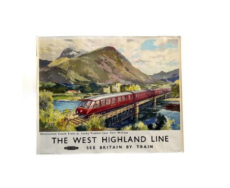 BRITISH RAILWAYS - THE WEST HIGHLAND LINE POSTER, circa 1950s, 'Observation Train at Lochy Viaduct near Fort William', origin
