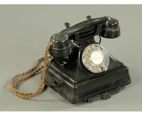 An Art Deco period 232 Series telephone, with integrated bell and pull out drawer, BT plug. 