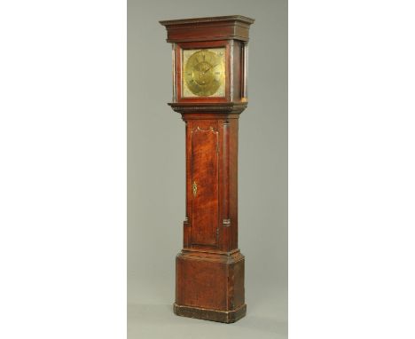 A George III mahogany longcase clock by Barber Winster, with dentil cornice above the glazed door enclosing the 13 inch squar