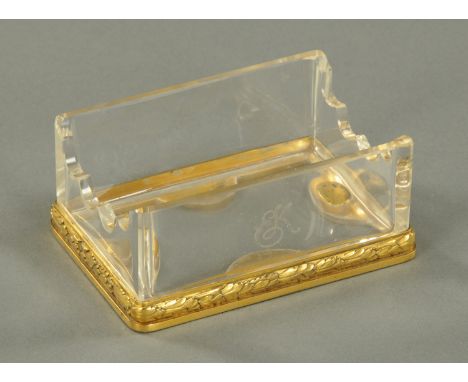 A glass and gilt silver double pen holder, 1897-1912 star and square sponsors hallmark of A. Risler & Carre, Paris.    CONDIT