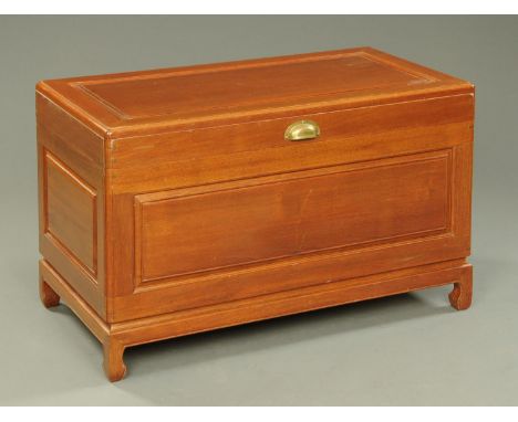 A mid 20th century Chinese hardwood and camphorwood trunk.  Width 100 cm. 