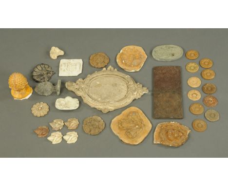 A box of 19th century architectural plaster mouldings. 