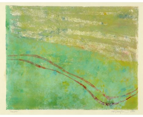 Helen K. Glassford, monoprint, "Traverse".  35 cm x 45 cm, framed, signed and dated 2000.