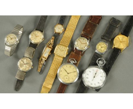 A collection of vintage wristwatches, and two pocket watches. 