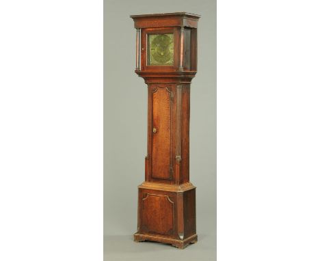 A Georgian oak longcase clock, the 10.5 inch square dial signed "William Atkinson" and with thirty hour movement, the case wi