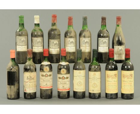 Fifteen bottles of vintage wine, 2 Chateau Croizet Bages 1970 Pauillac, 2 Chateau Baret 1986 Pessac-Leognan, 2 Chateau Fonrea