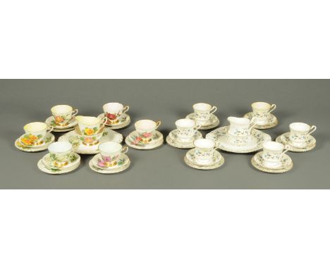 A Paragon Harry Wheatcroft Rose design tea service (21), and another also by Paragon (21).   CONDITION REPORT:  Both tea sets