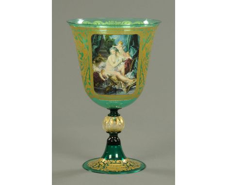 A large late 19th century Venetian goblet, marked to the base "R. Boucher Toblette di Venere".  Height 36 cm, diameter 23 cm 