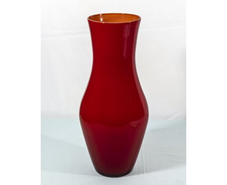 Large vintage red studio glass vase