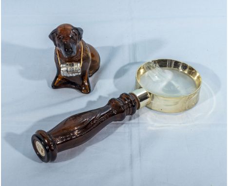 Two vintage Avon bottles, dog and eyeglass