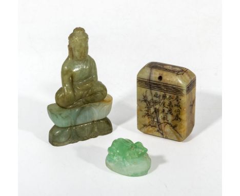 Three pieces of Jade, Buddha, frog and a seal