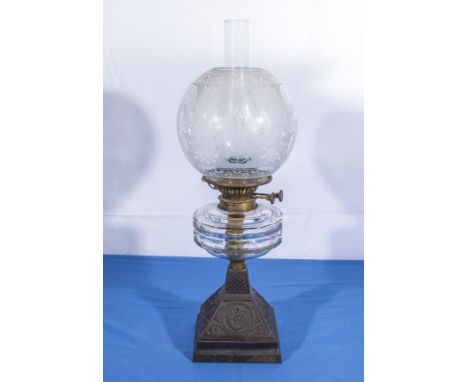 A Victorian cast oil lamp
