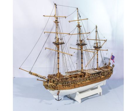 A 20th century scratch built model galleon/ship possibly kit built 66cm long