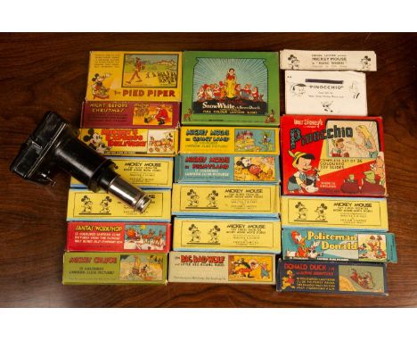 A Mickey Mouse Magic Lantern and series of slides to include Mickey Mouse, Snow White &amp; the Seven Dwarfs, Donald Duck in 