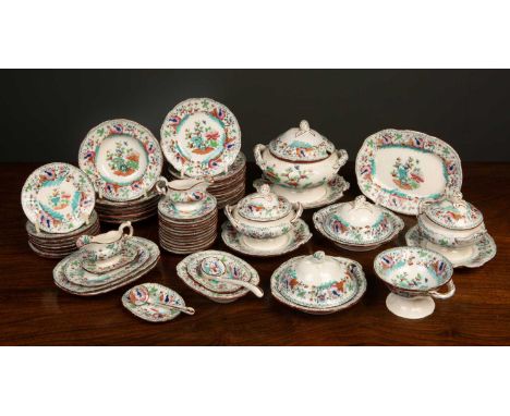 A 19th century extensive doll's dinner service with eleven dinner plates; eight dessert plates; twelve side plates; six soup 