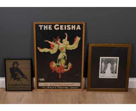 The Geisha, poster advertising Mr Mouillot's Company from Daly's Theatre London, framed and glazed, 47.5cm x 71cm, together w