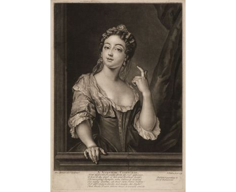 * Faber (John. II, 1695 - 1756). A Venetian Courtezan, 1739, uncoloured mezzotint on laid after P.Mercier, with 6 lines of ve