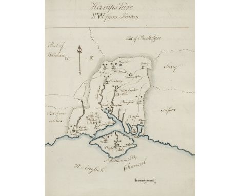 Manuscript Atlas , [England], 1800, a manuscript English county atlas with a partial world atlas, with 40 full-page pen and i